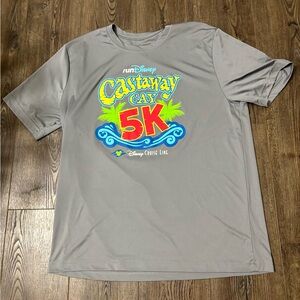 Run Disney Gray Castaway Cay 5K T-Shirt with Red and Blue Accents